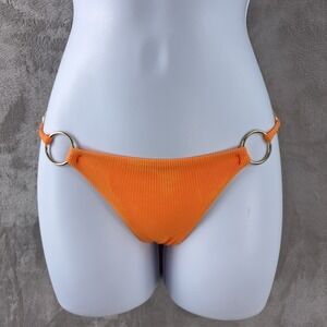 Lovers + Friends Bikini Bottom Womens Size XXS‎ Orange Ribbed Ring Side